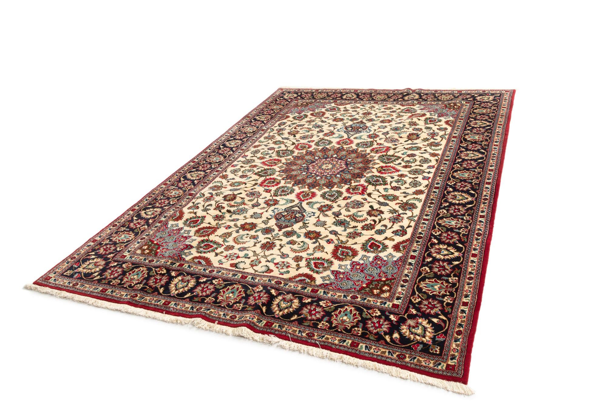 6' 9 x 9' 4 Hand Knotted Qom Persian Rug