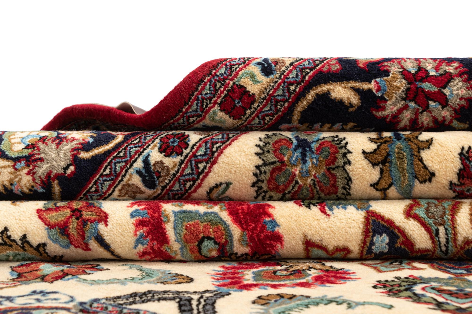 6' 9 x 9' 4 Hand Knotted Qom Persian Rug