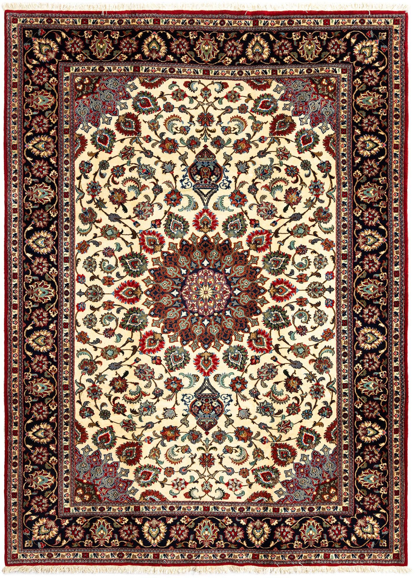 6' 9 x 9' 4 Hand Knotted Qom Persian Rug