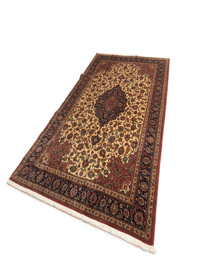 Detail image of 6' 8 x 10'  Hand Knotted Qom Persian Rug