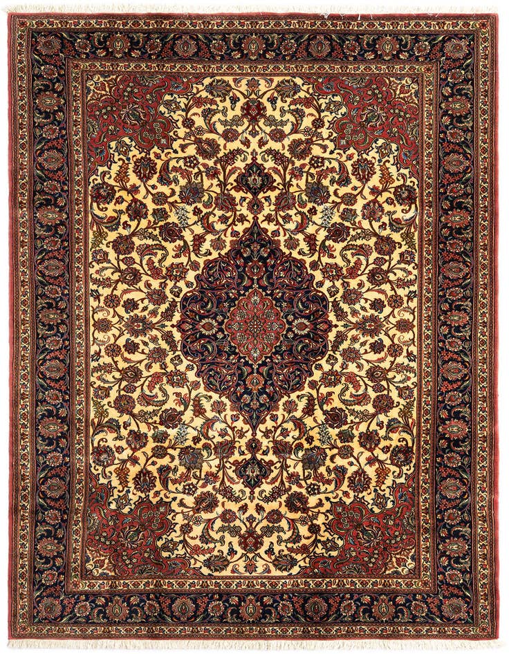 Detail image of 6' 8 x 10' Hand Knotted Qom Persian Rug