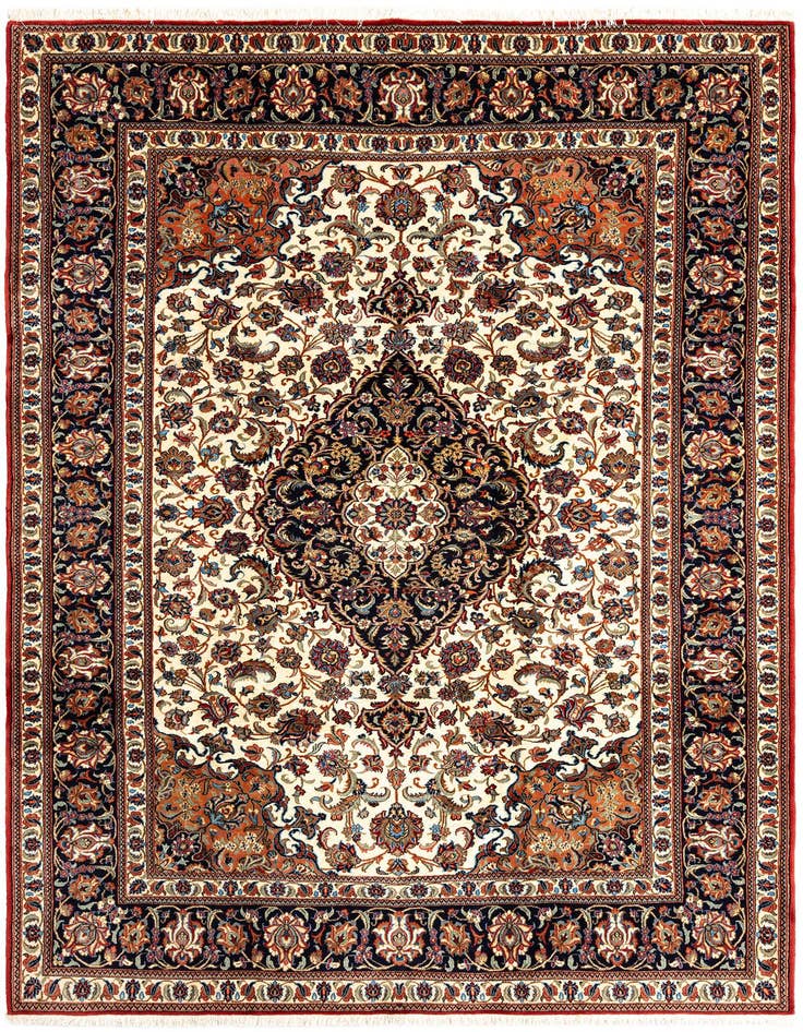 Detail image of 6' 10 x 9' 5 Hand Knotted Qom Persian Rug