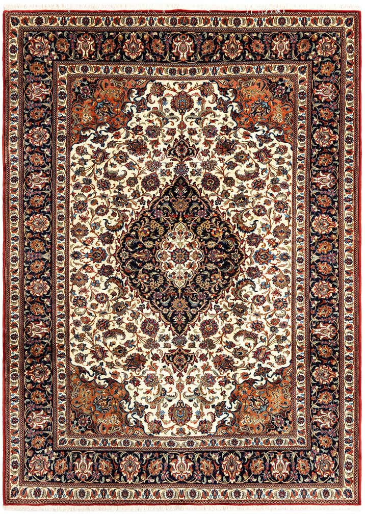 6' 10 x 9' 5 Hand Knotted Qom Persian Rug
