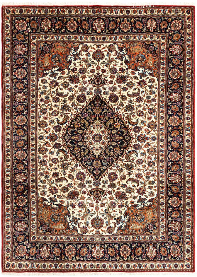 Detail image of 6' 10 x 9' 5 Hand Knotted Qom Persian Rug