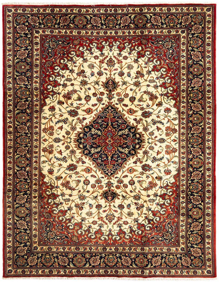 Detail image of 6' 7 x 10' Hand Knotted Qom Persian Rug