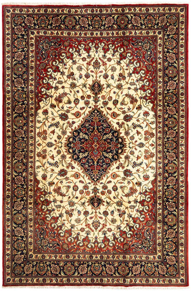 Detail image of 6' 7 x 10' Hand Knotted Qom Persian Rug