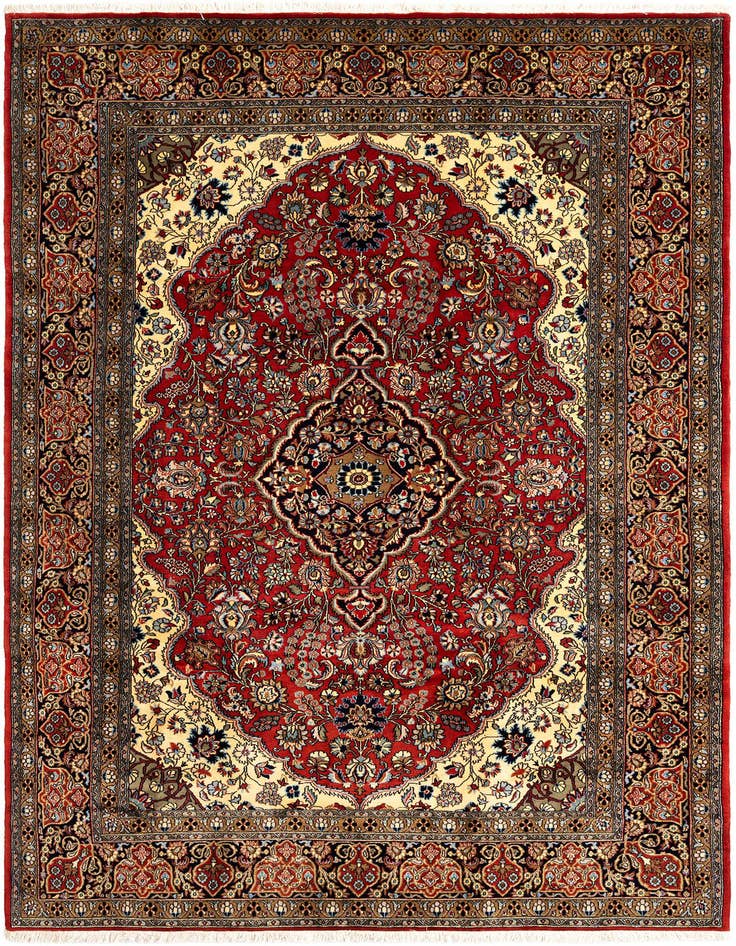 Detail image of 6' 7 x 10' 1 Hand Knotted Qom Persian Rug