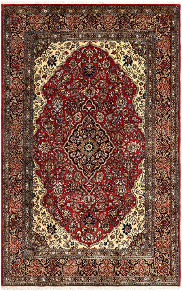 6' 7 x 10' 1 Hand Knotted Qom Persian Rug
