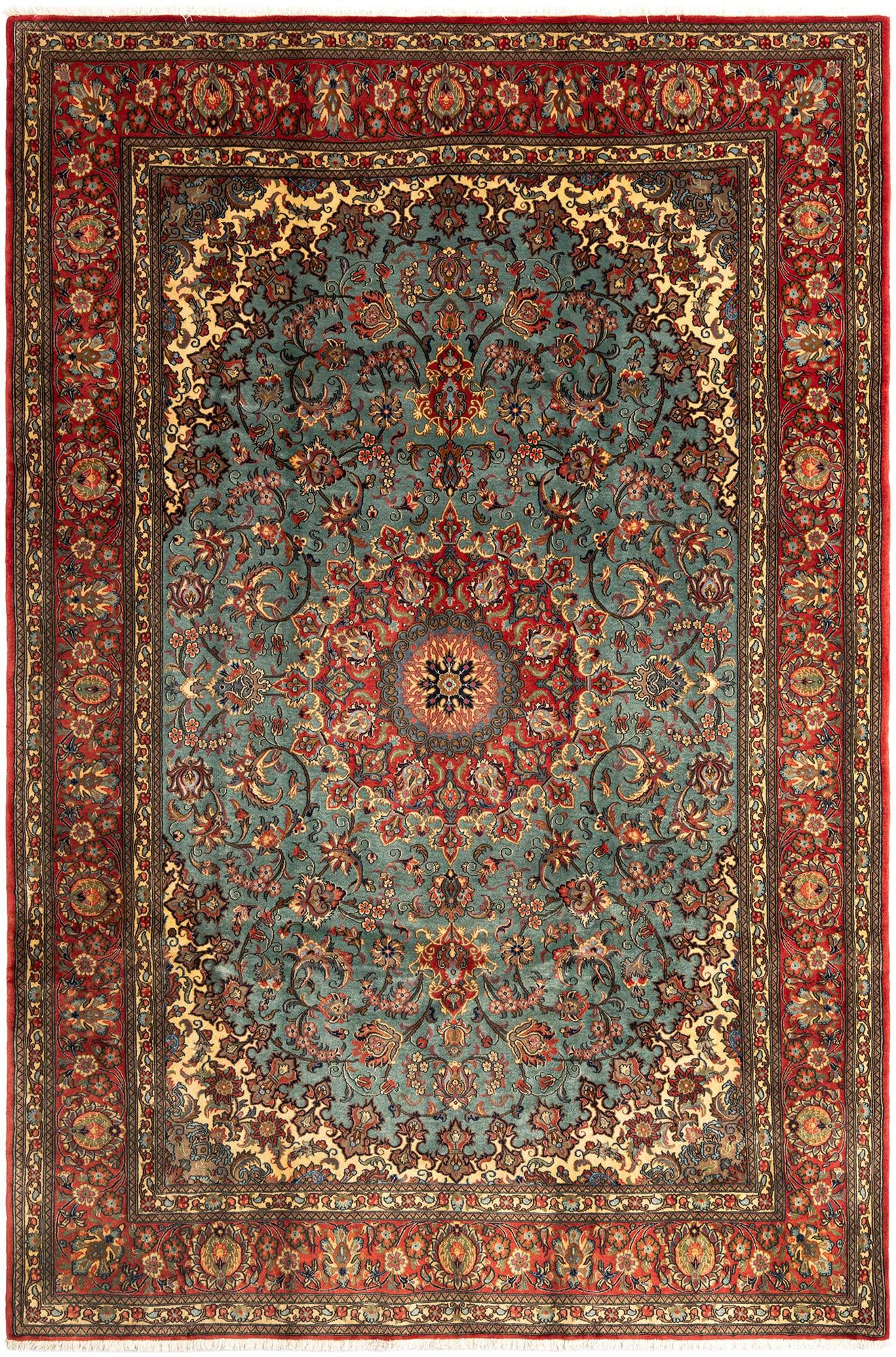 6' 8 x 9' 10 Hand Knotted Qom Persian Rug