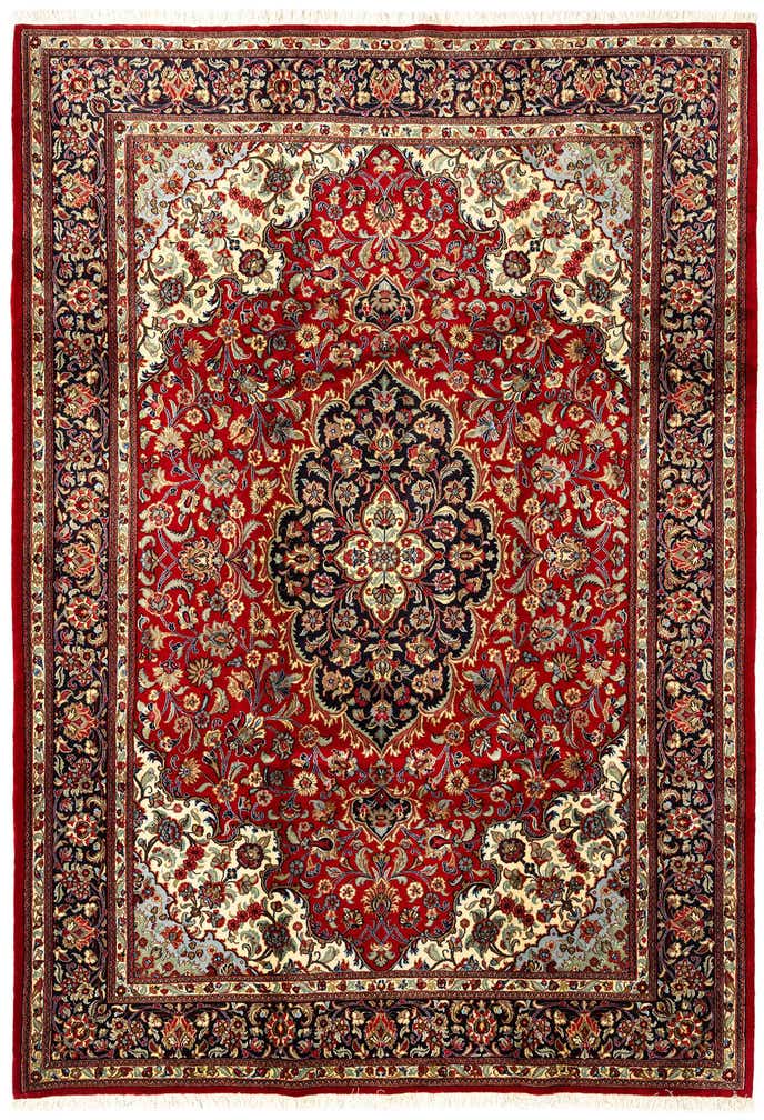 6' 9 x 9' 8 Hand Knotted Qom Persian Rug