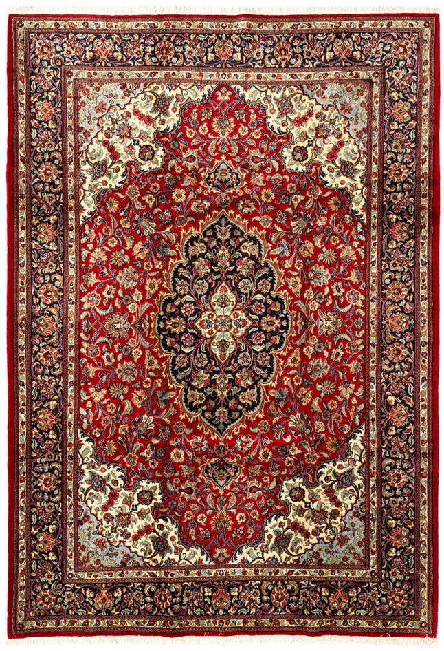 Detail image of 6' 9 x 9' 8 Hand Knotted Qom Persian Rug