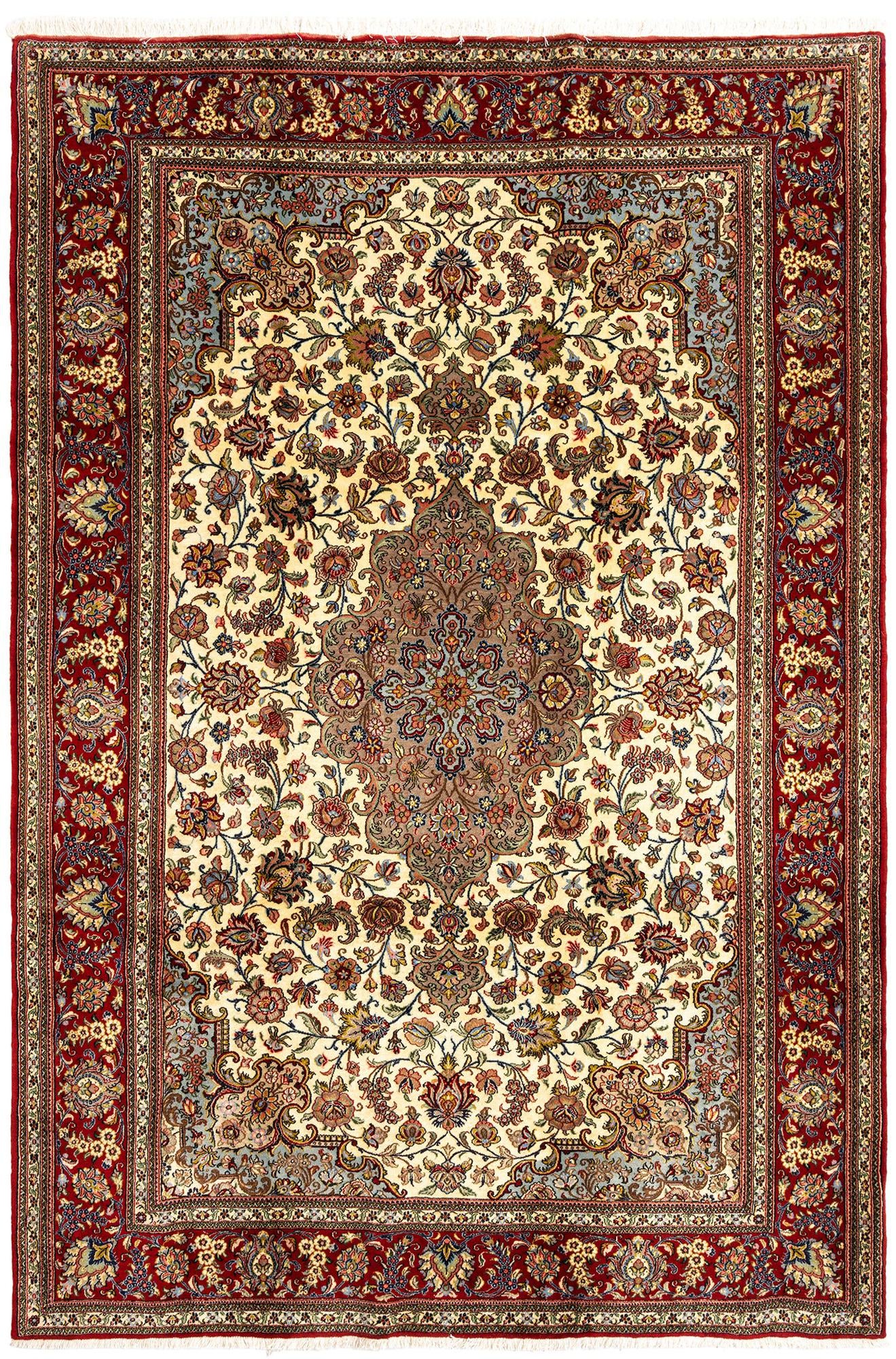 6' 4 x 9' 6 Hand Knotted Qom Persian Rug
