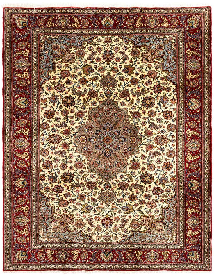 Detail image of 6' 4 x 9' 6 Hand Knotted Qom Persian Rug