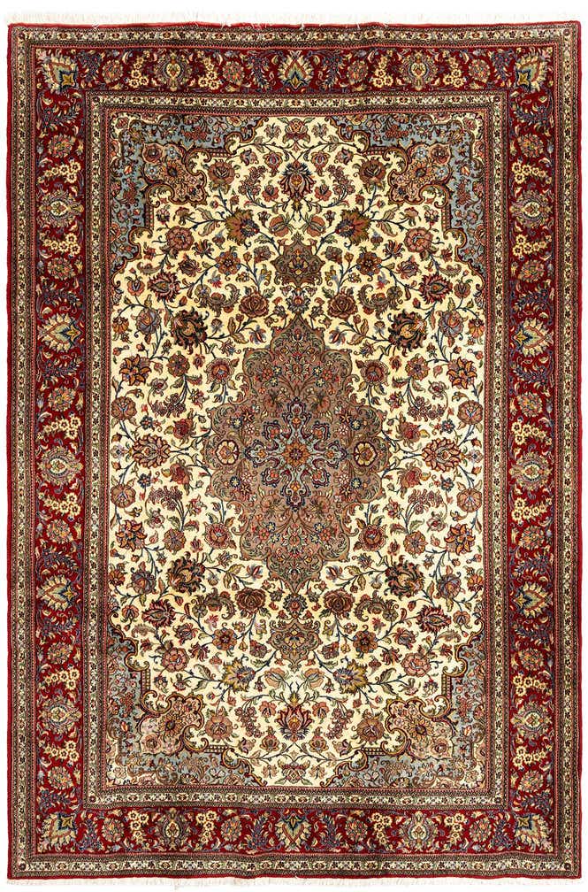 6' 4 x 9' 6 Hand Knotted Qom Persian Rug