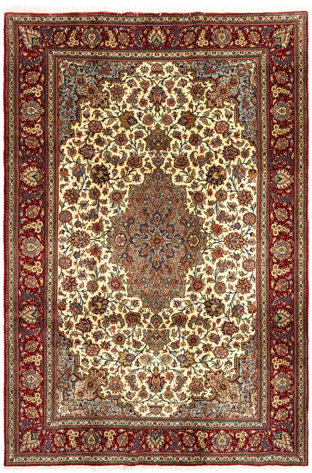 Detail image of 6' 4 x 9' 6 Hand Knotted Qom Persian Rug