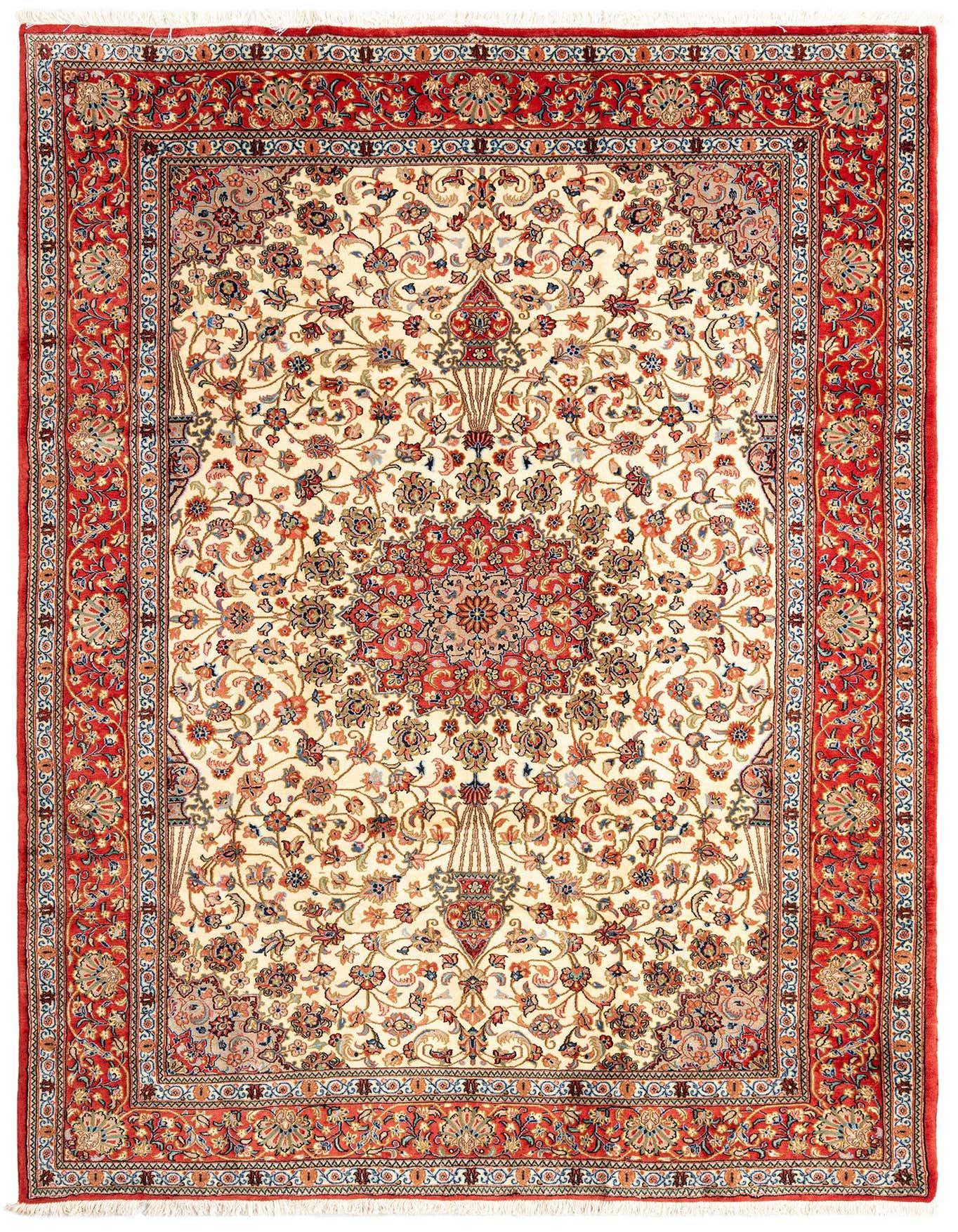 6' 6 x 9' 6 Hand Knotted Qom Persian Rug