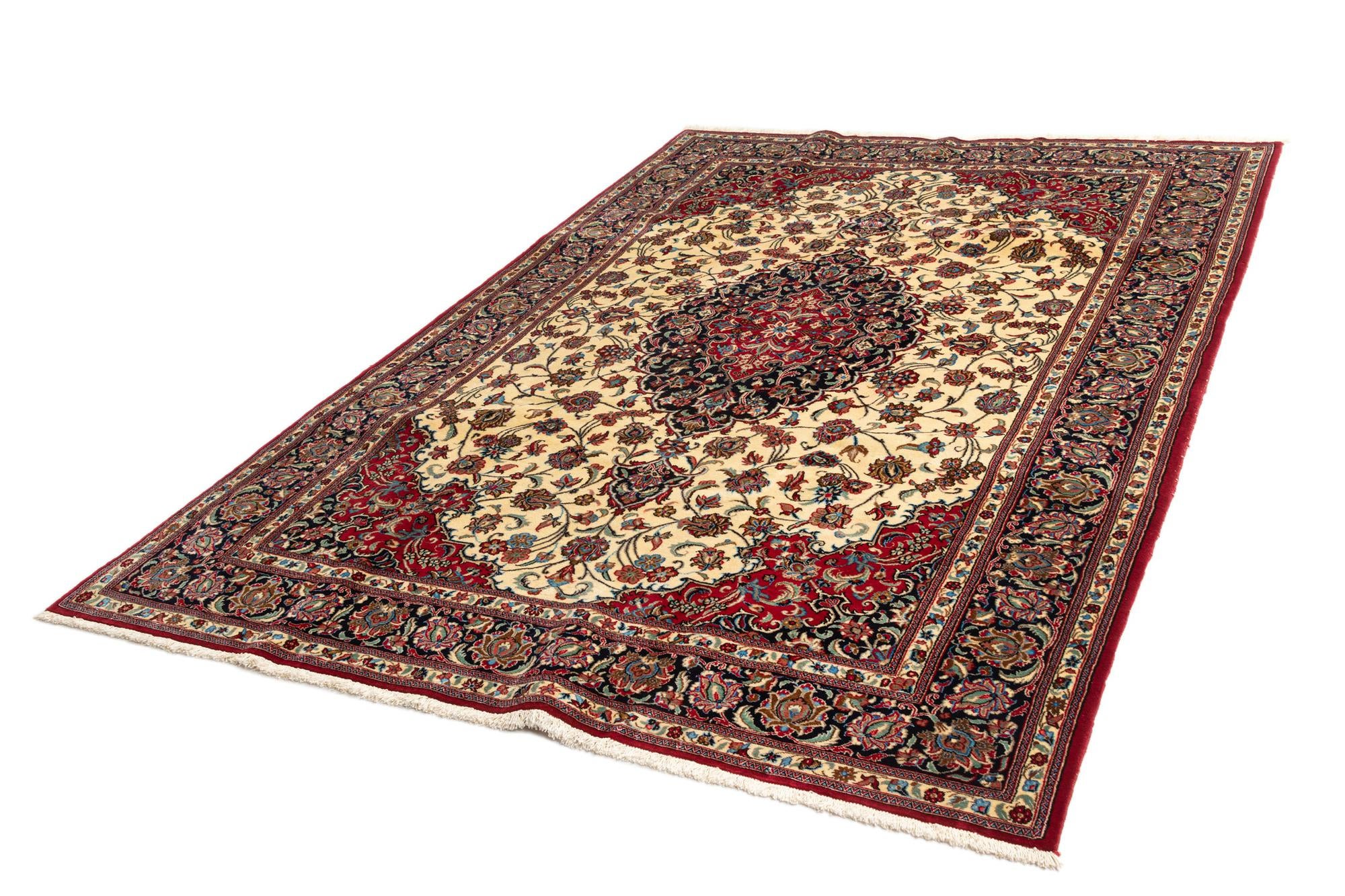 6' 6 x 9' 7 Hand Knotted Qom Persian Rug