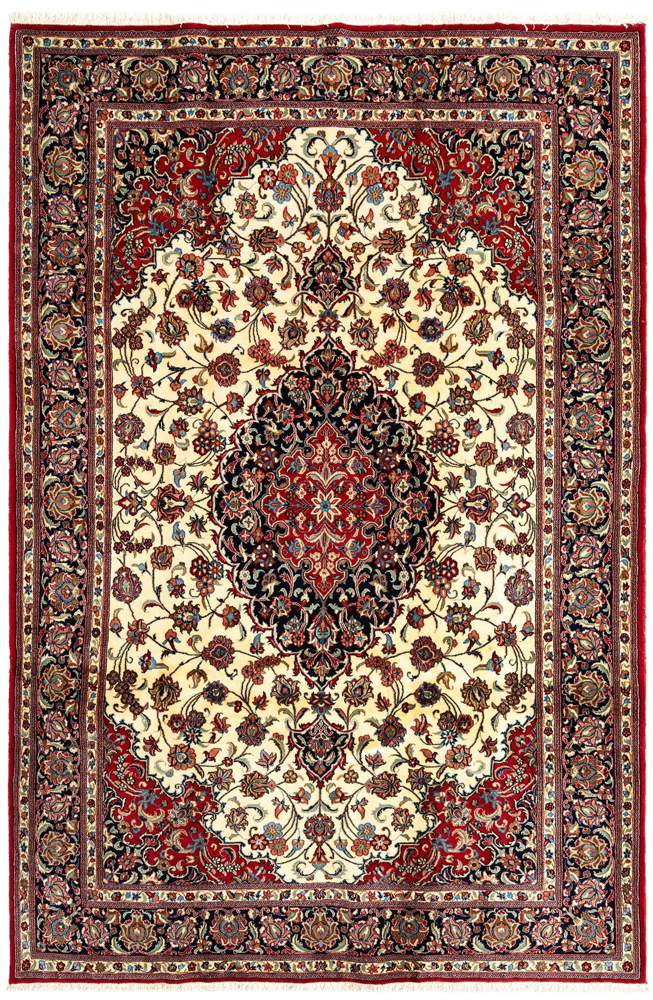 6' 6 x 9' 7 Hand Knotted Qom Persian Rug