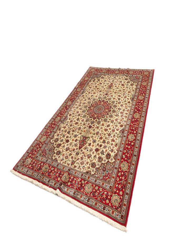 Detail image of 6' 6 x 9' 7  Hand Knotted Qom Persian Rug