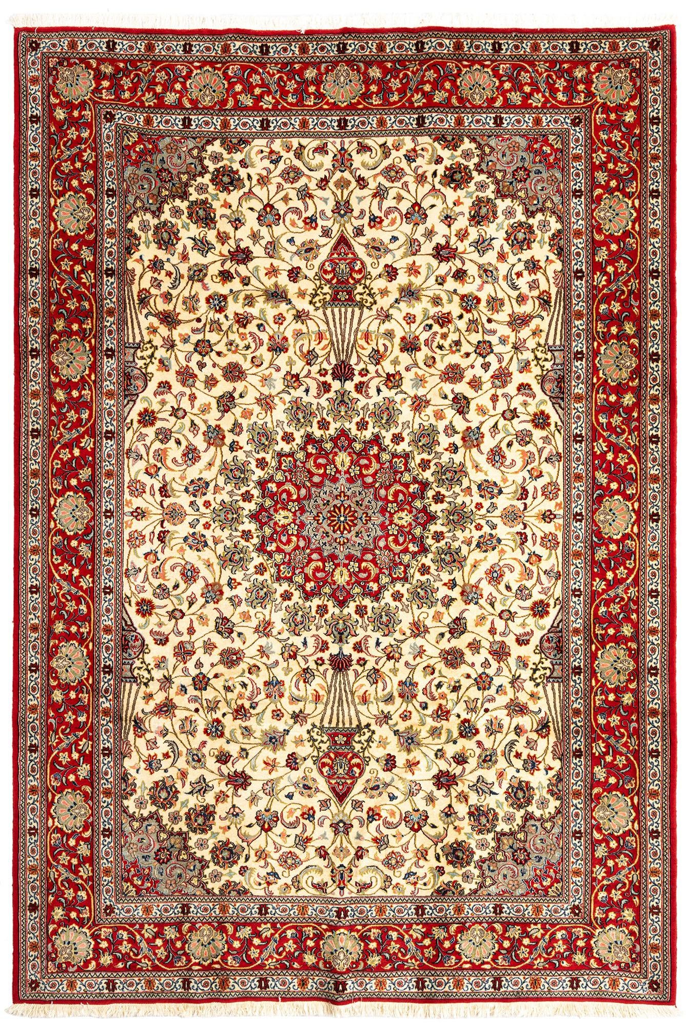 6' 6 x 9' 7 Hand Knotted Qom Persian Rug