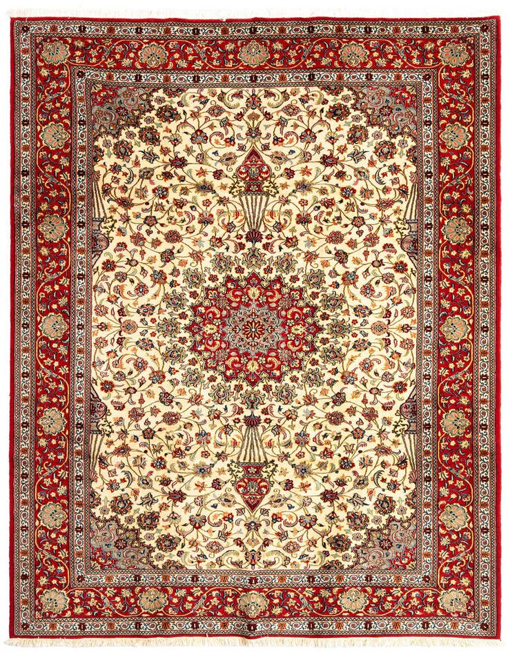 Detail image of 6' 6 x 9' 7 Hand Knotted Qom Persian Rug
