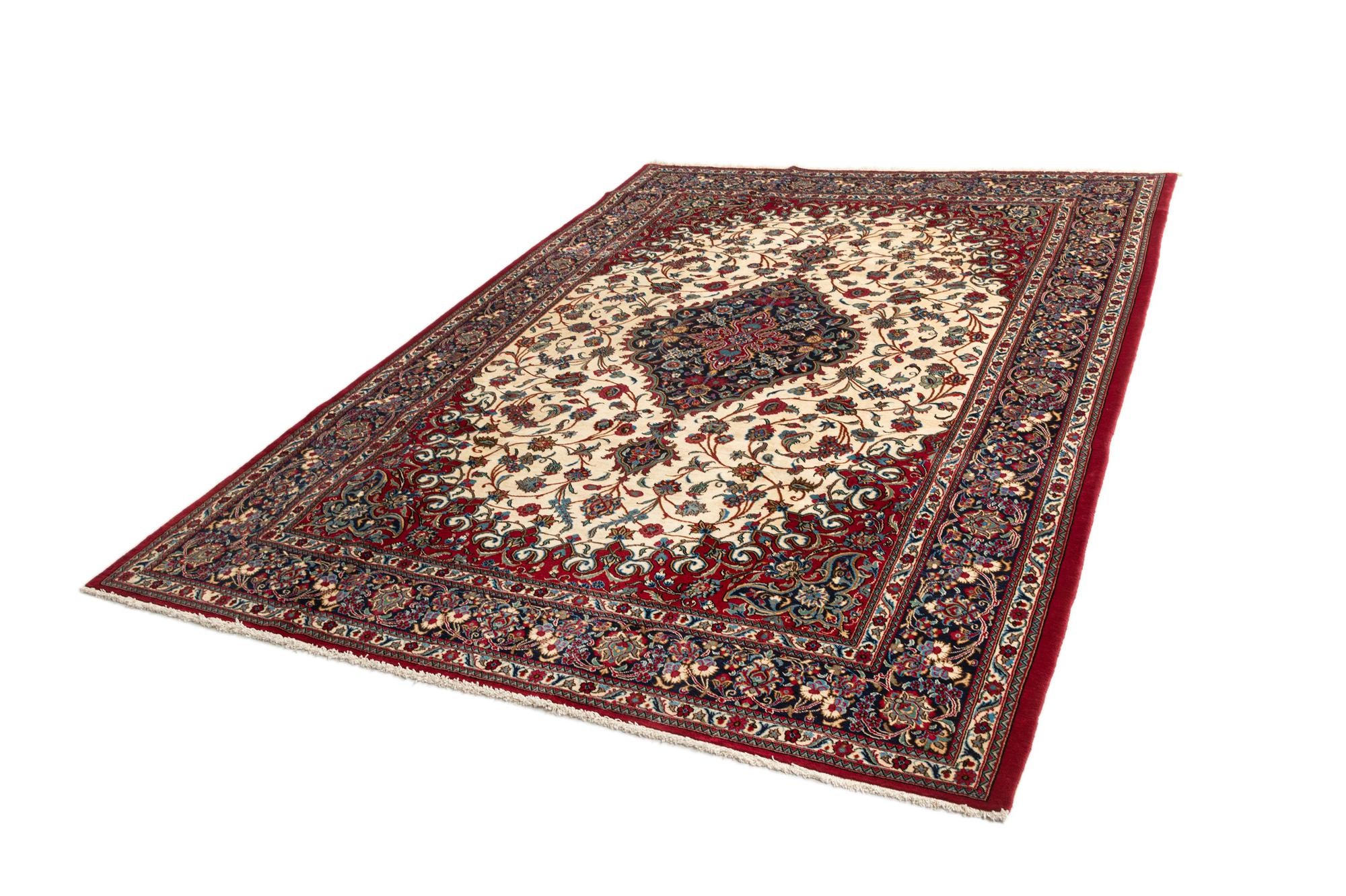 6' 8 x 9' 8 Hand Knotted Qom Persian Rug