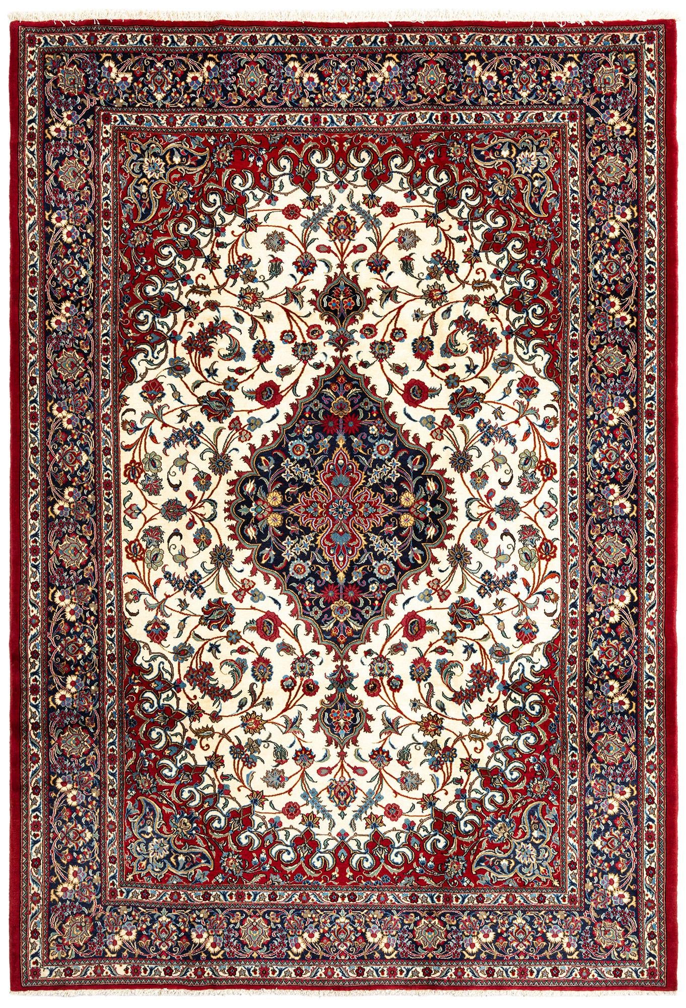 6' 8 x 9' 8 Hand Knotted Qom Persian Rug