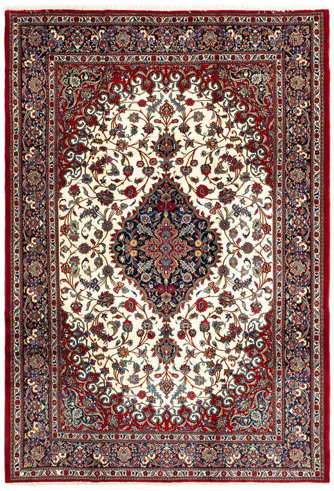 6' 8 x 9' 8 Hand Knotted Qom Persian Rug