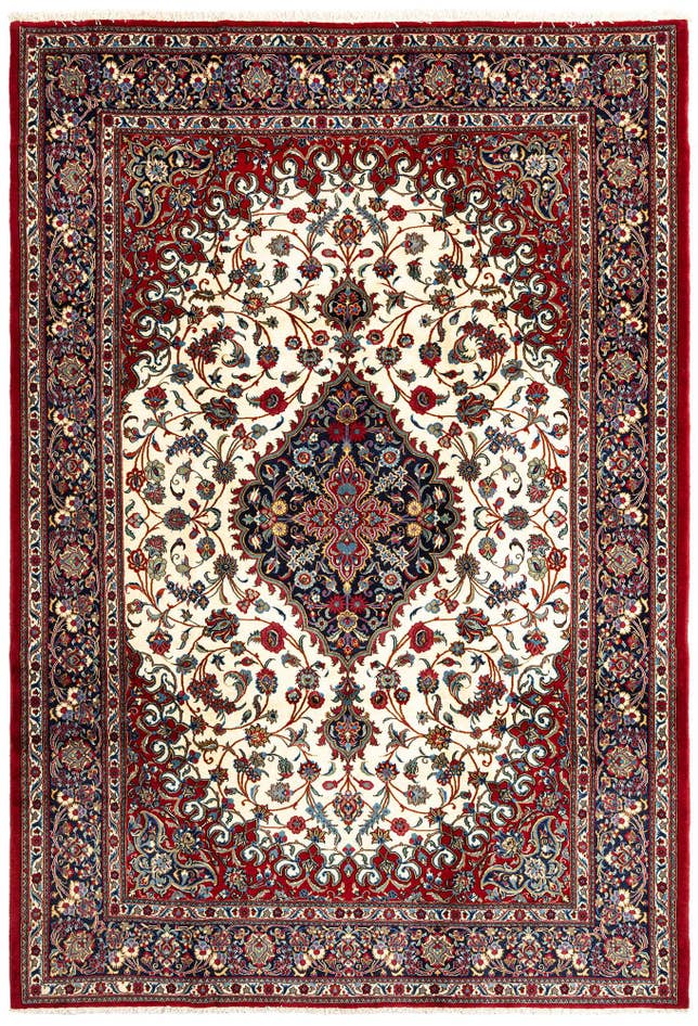Detail image of 6' 8 x 9' 8 Hand Knotted Qom Persian Rug