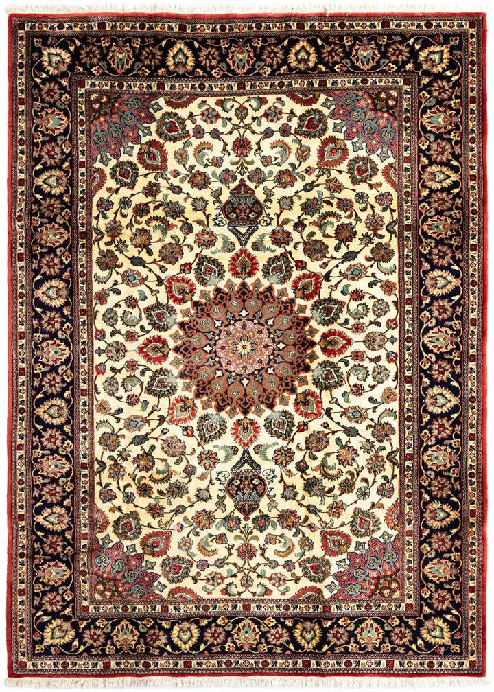 6' 9 x 9' 8 Hand Knotted Qom Persian Rug