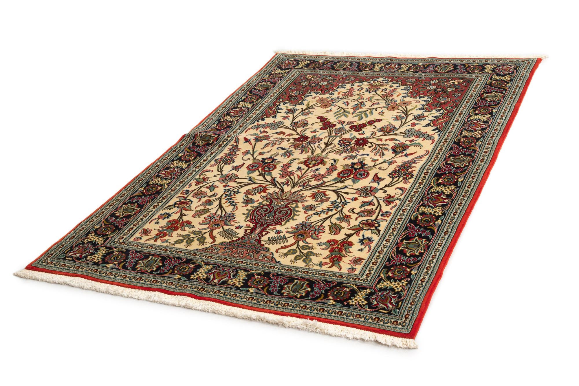 4' 6 x 6' 11 Hand Knotted Qom Persian Rug
