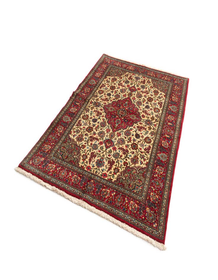 Detail image of 4' 8 x 6' 9  Hand Knotted Qom Persian Rug