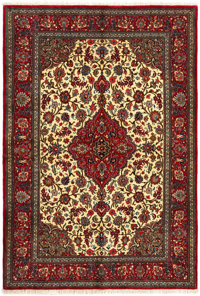 4' 8 x 6' 9 Hand Knotted Qom Persian Rug