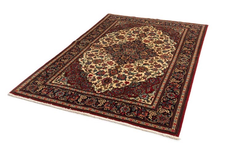 Detail image of 4' 8 x 7' 1 Hand Knotted Qom Persian Rug