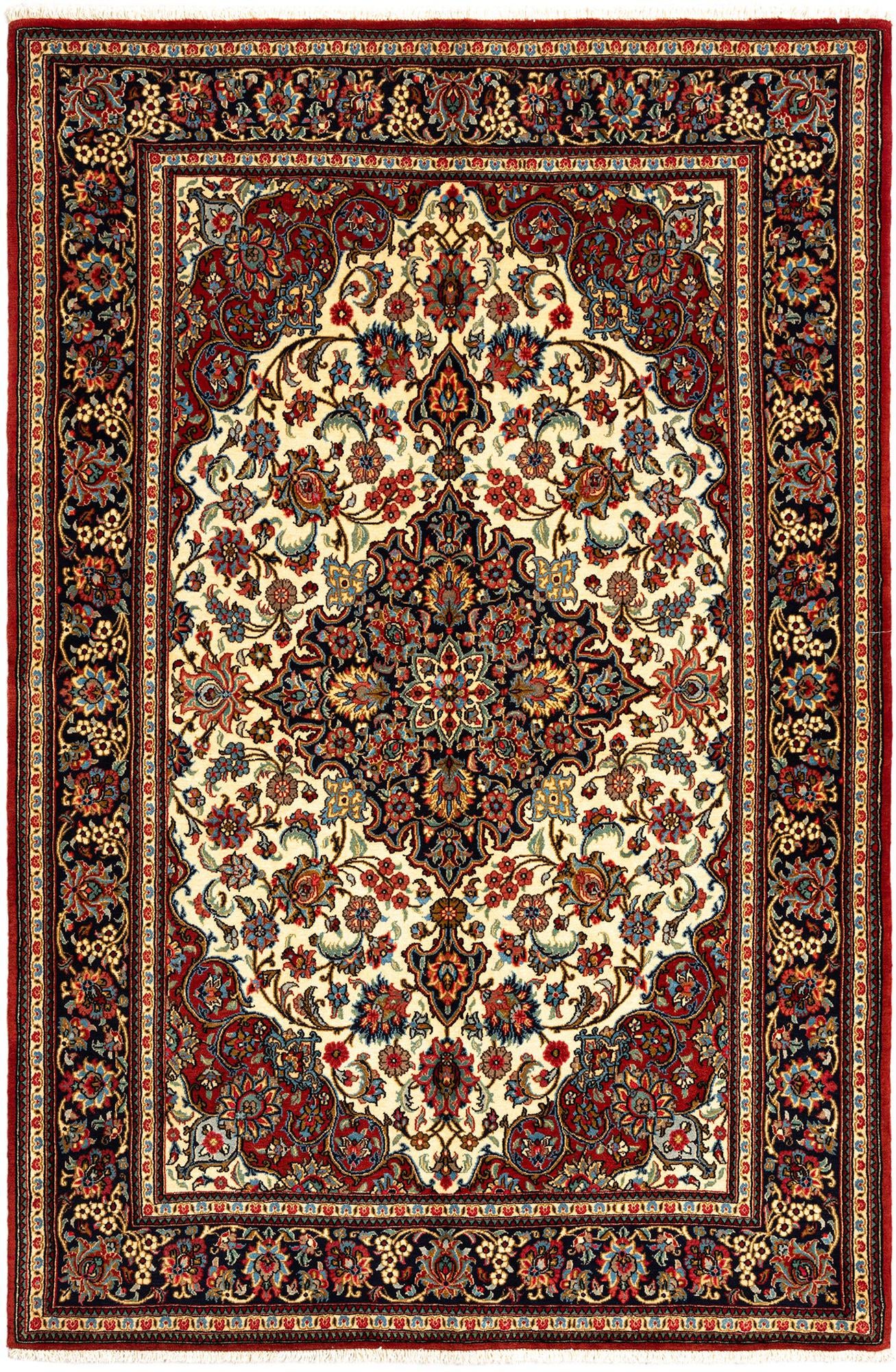4' 8 x 7' 1 Hand Knotted Qom Persian Rug