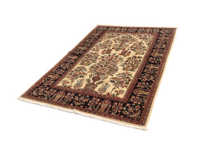 4' 6 x 6' 6 Hand Knotted Qom Persian Rug