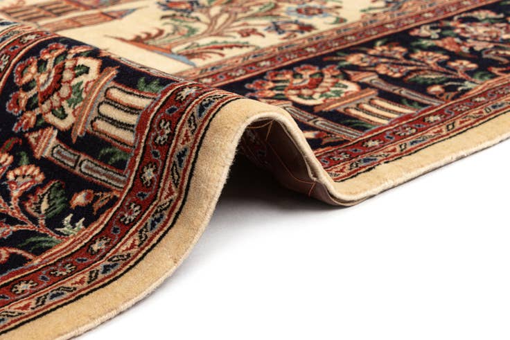 Detail image of 4' 6 x 6' 6 Hand Knotted Qom Persian Rug