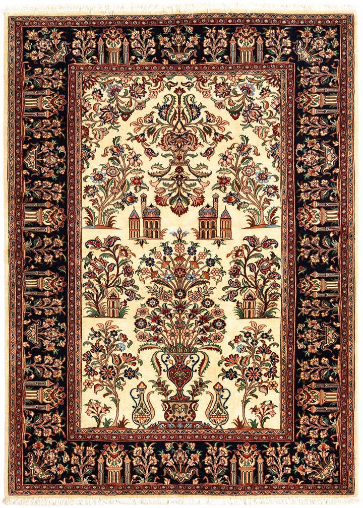 4' 6 x 6' 6 Hand Knotted Qom Persian Rug