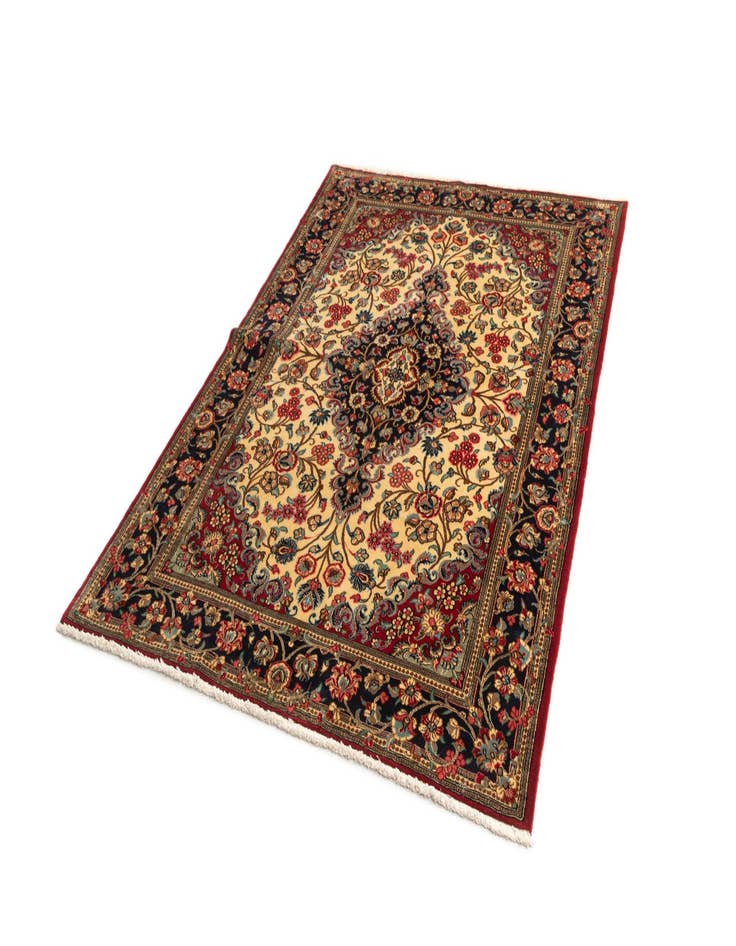 Detail image of 4' 8 x 6' 8 Hand Knotted Qom Persian Rug