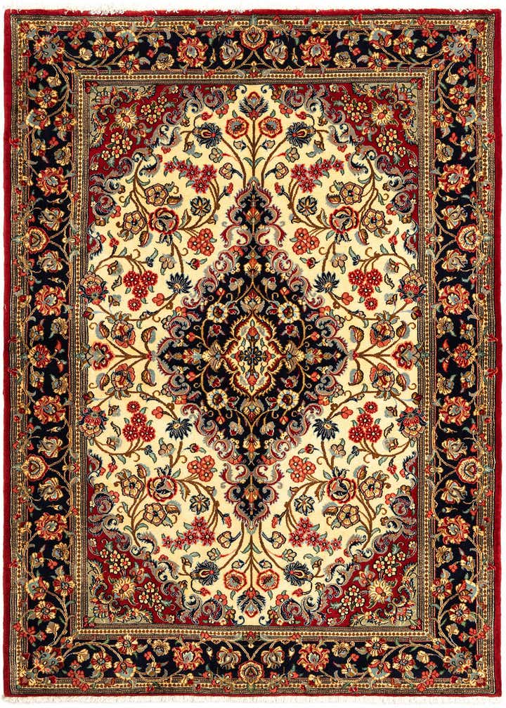 4' 8 x 6' 8 Hand Knotted Qom Persian Rug
