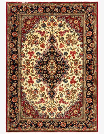 4' 8 x 6' 8 Hand Knotted Qom Persian Rug