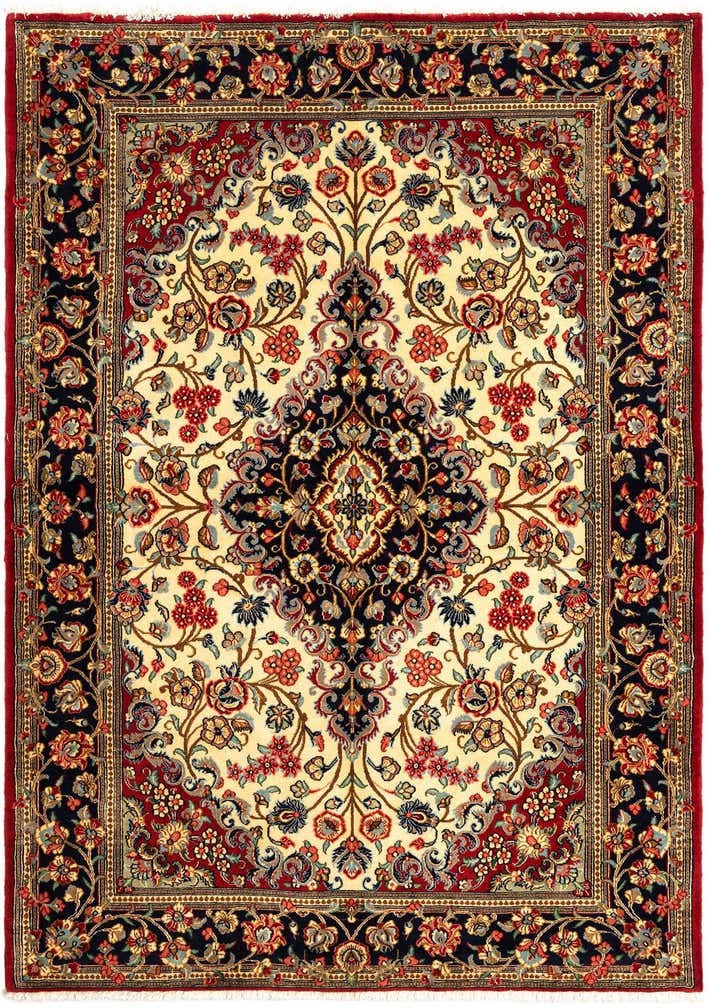 4' 8 x 6' 8 Hand Knotted Qom Persian Rug