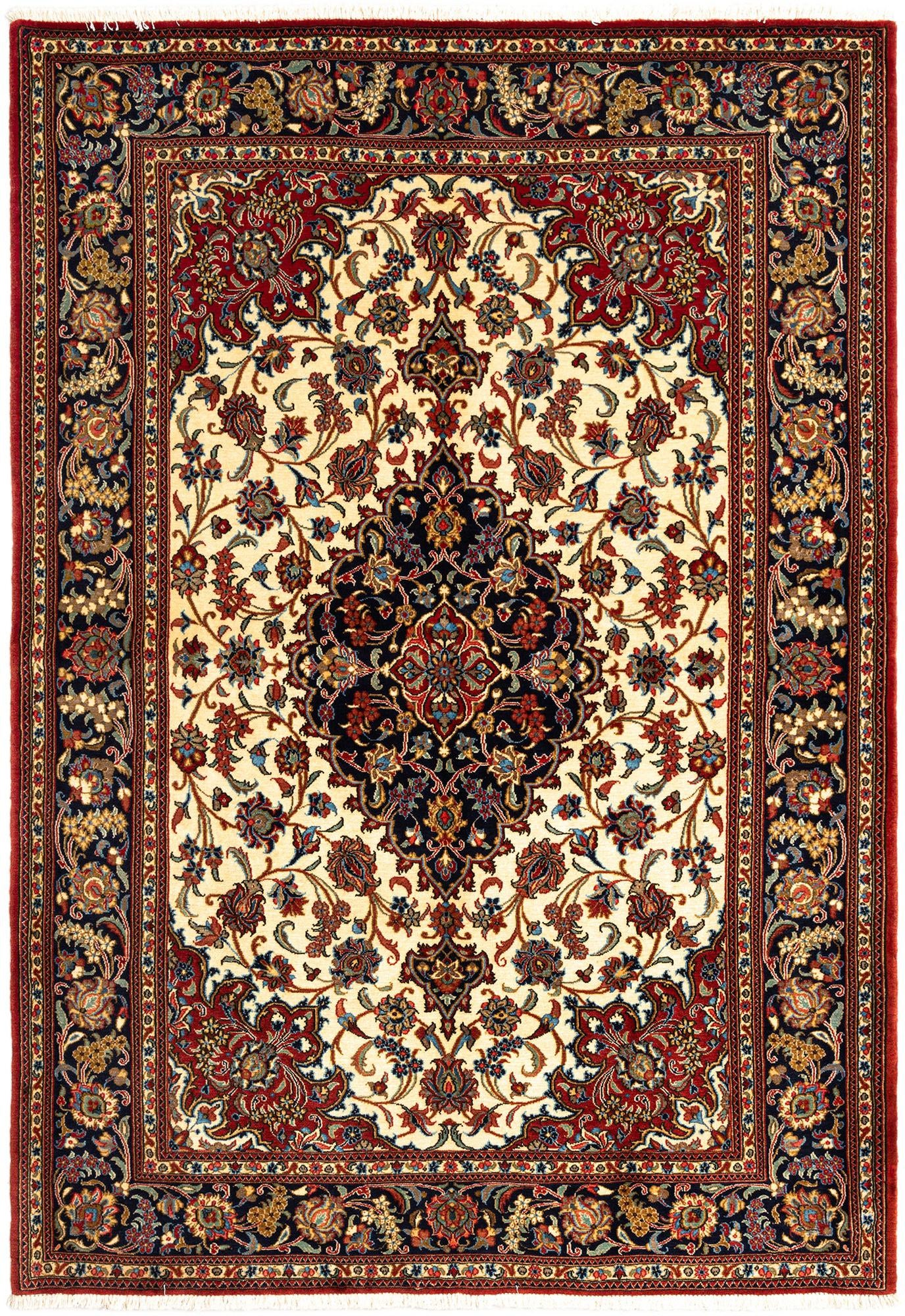 4' 8 x 6' 10 Hand Knotted Qom Persian Rug