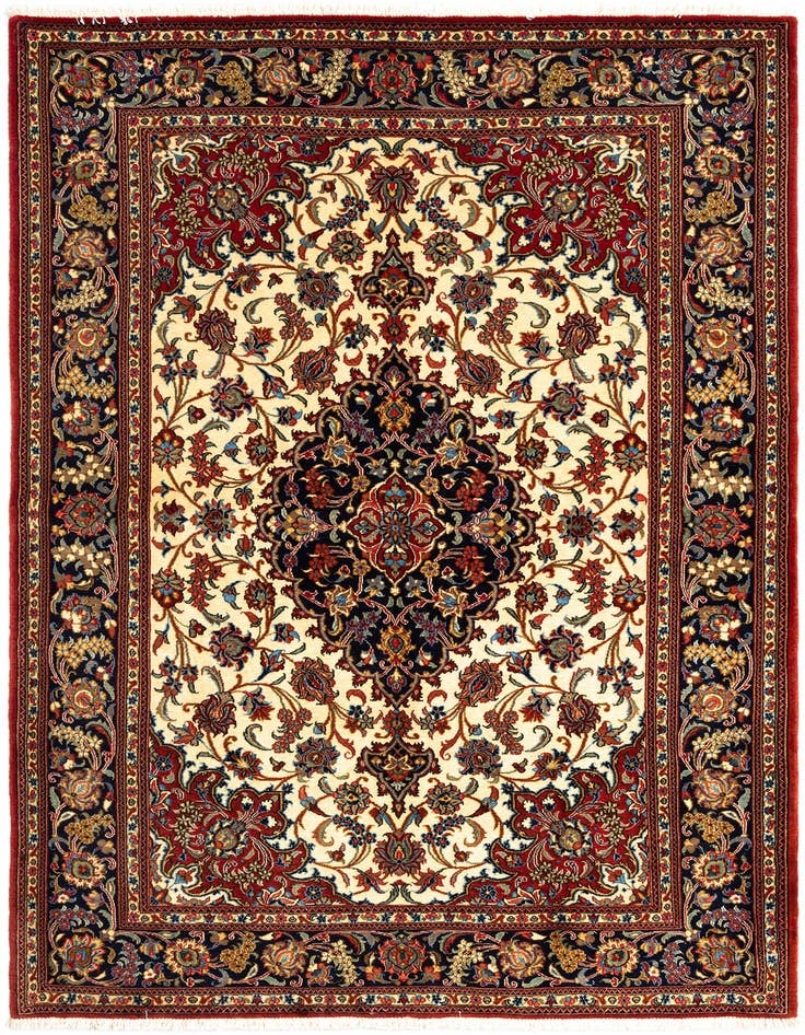 Detail image of 4' 8 x 6' 10 Hand Knotted Qom Persian Rug