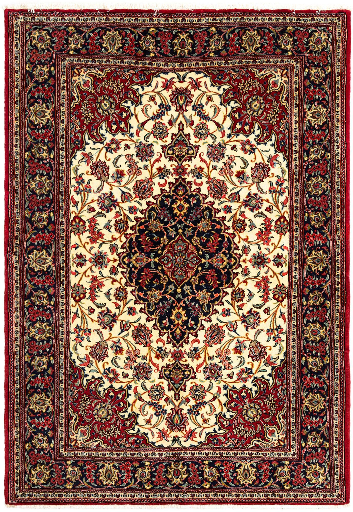 4' 8 x 6' 10 Hand Knotted Qom Persian Rug