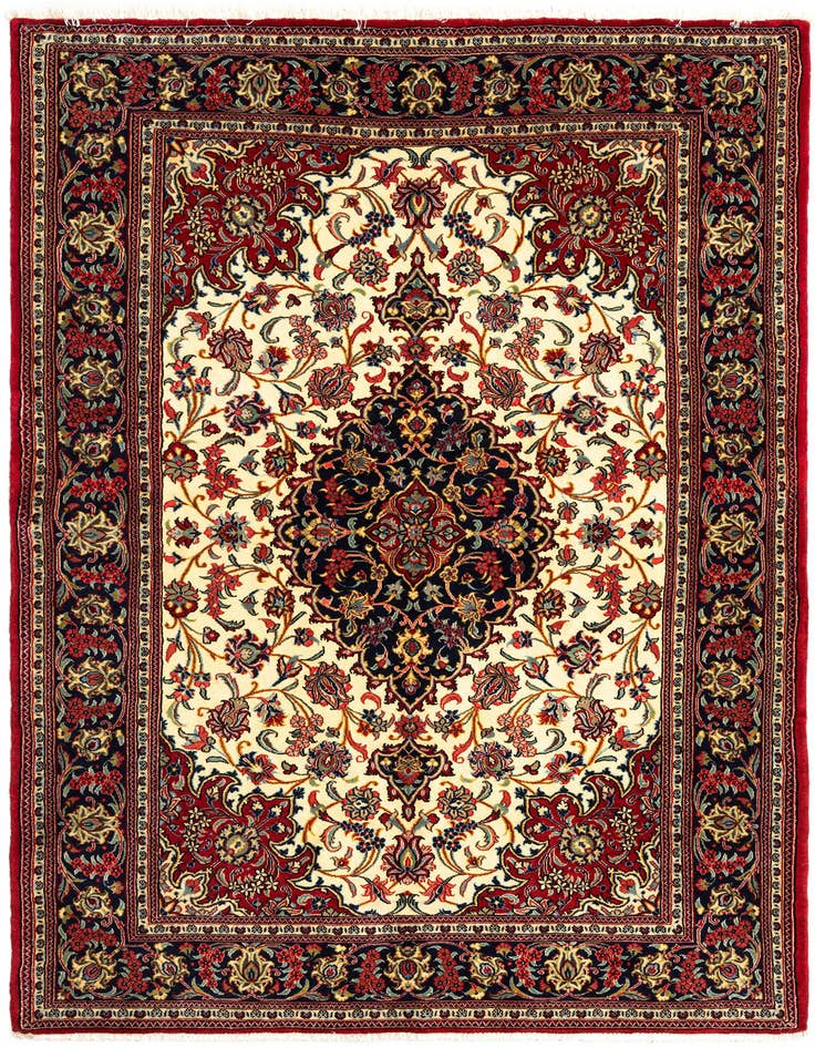 Detail image of 4' 8 x 6' 10 Hand Knotted Qom Persian Rug