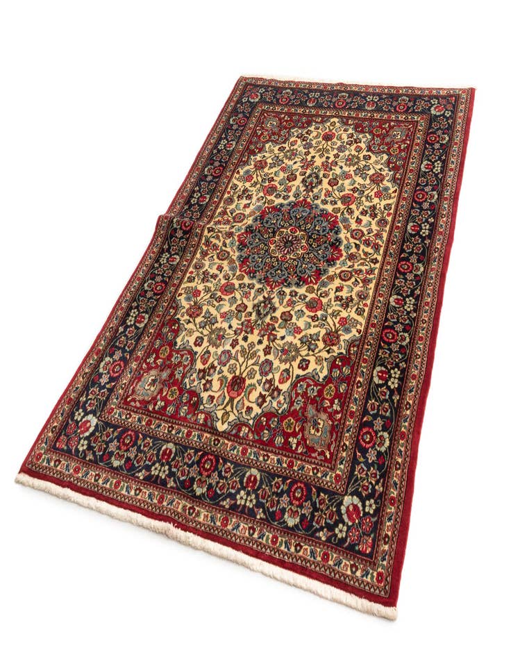 Detail image of 4' 7 x 7'  Hand Knotted Qom Persian Rug