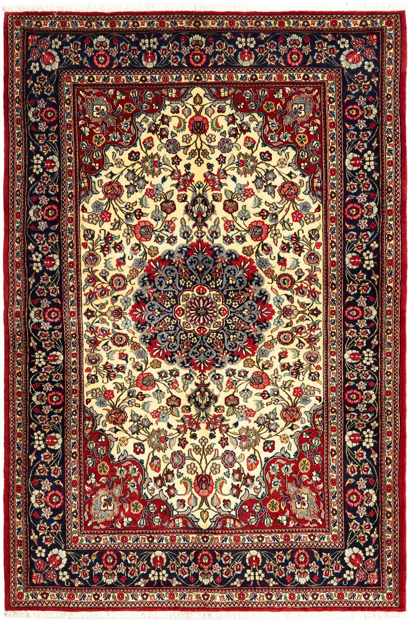 4' 7 x 7' Hand Knotted Qom Persian Rug