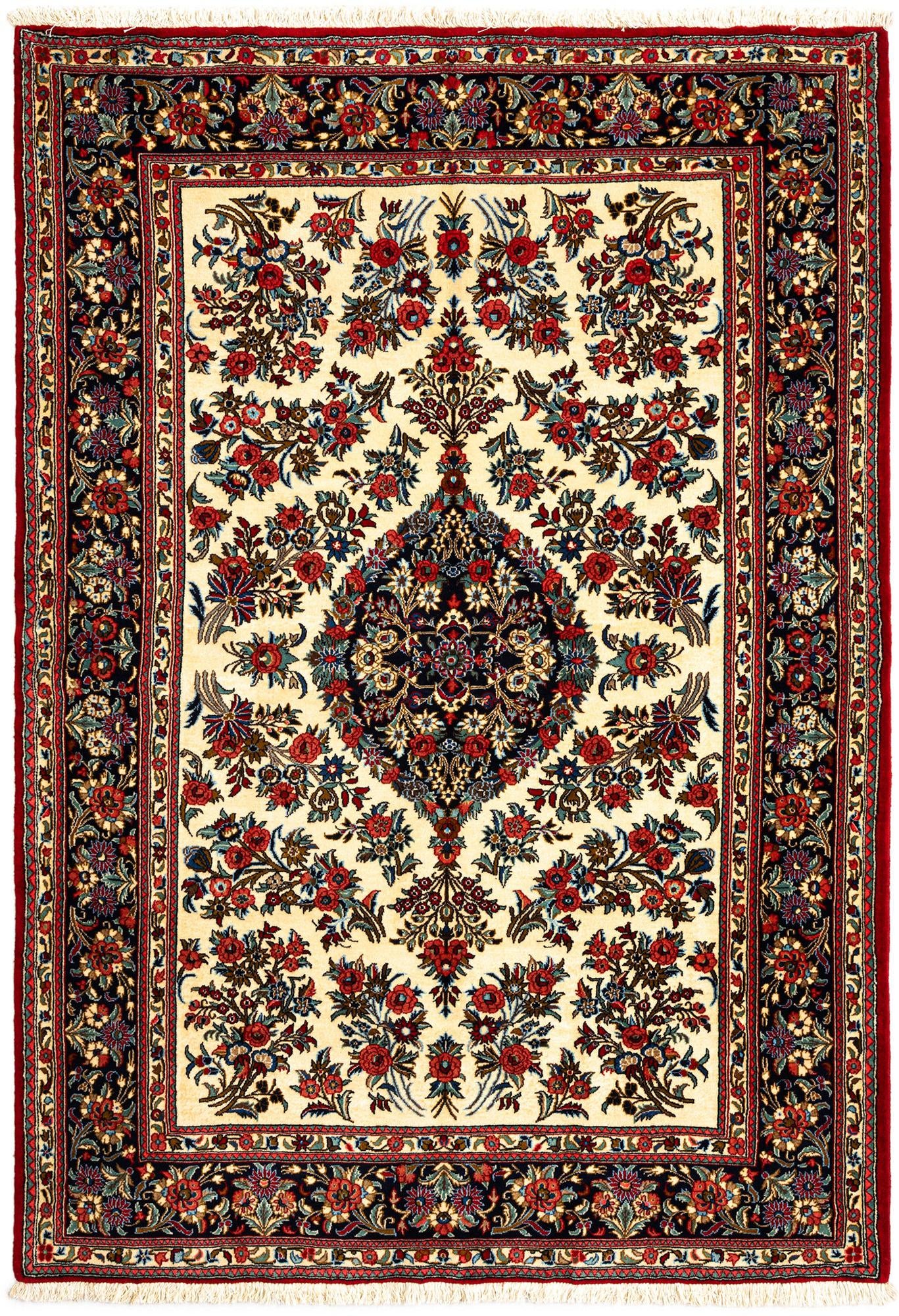 4' 7 x 6' 7 Hand Knotted Qom Persian Rug