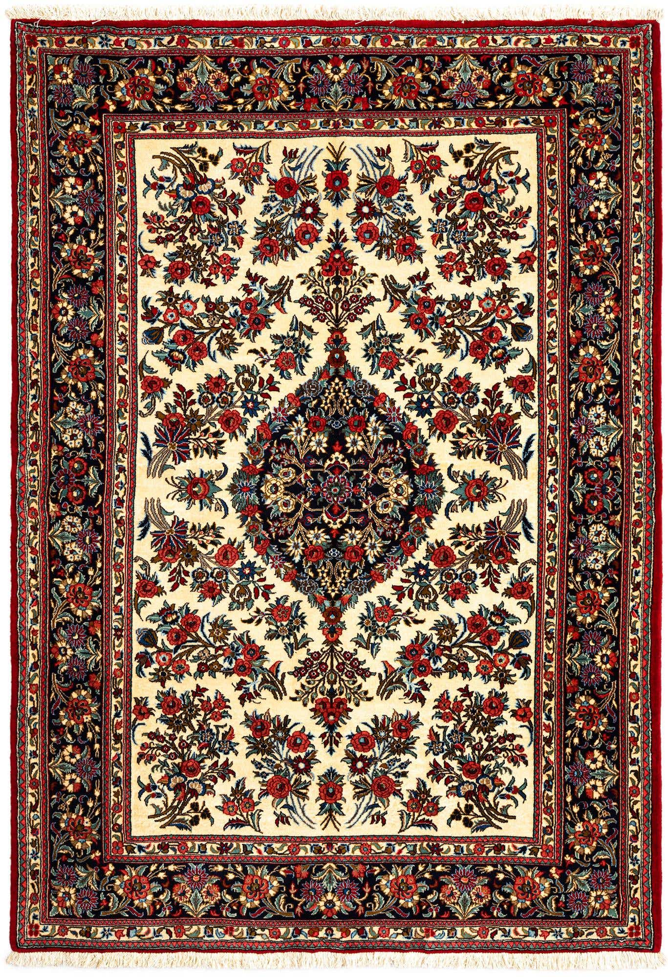 4' 7 x 6' 7 Hand Knotted Qom Persian Rug